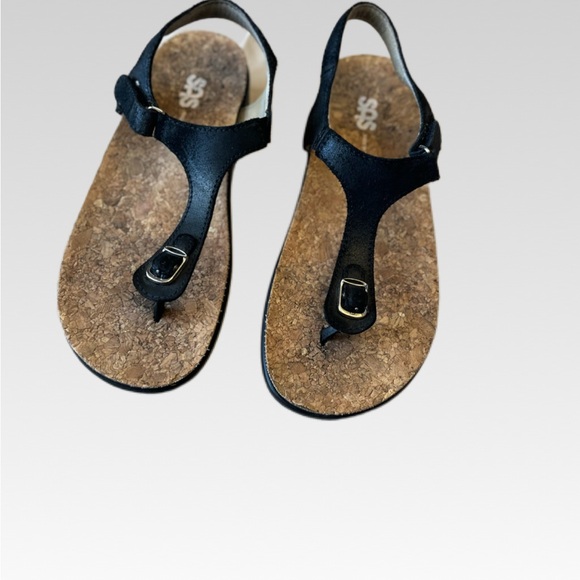SAS Black Sandals with Cork Footbed